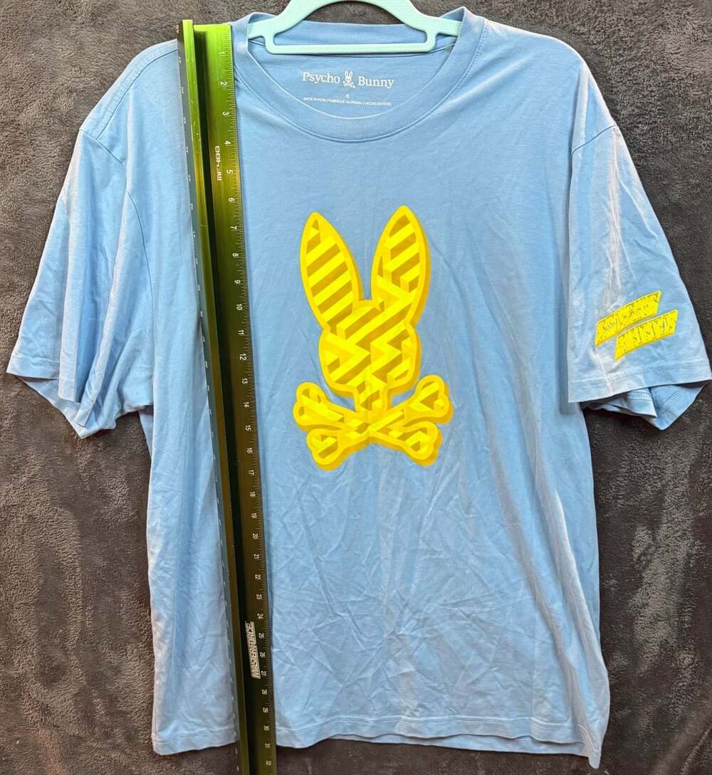 Psycho Bunny Pisani Graphic T-Shirt Size 8 Blue Pima Cotton